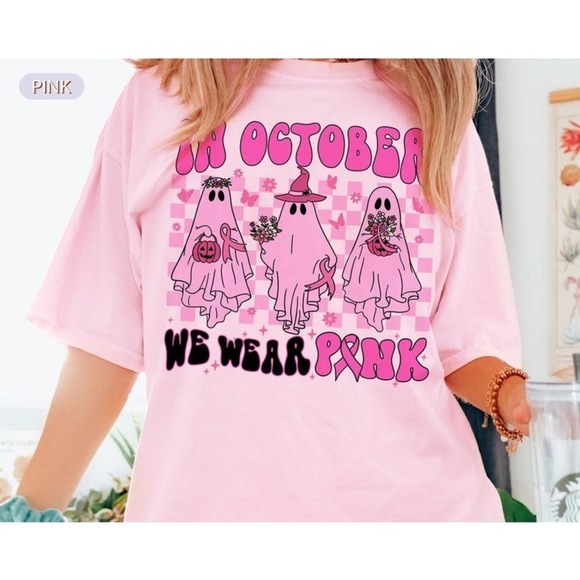 Angel H Other - Breast Cancer Awareness Shirt, In October We Wear Pink Shirt, Halloween Shirt